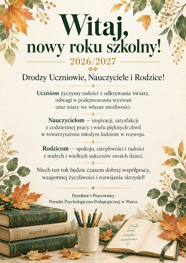 Witaj nowy roku szkolny ! 2026/27 - Plakat